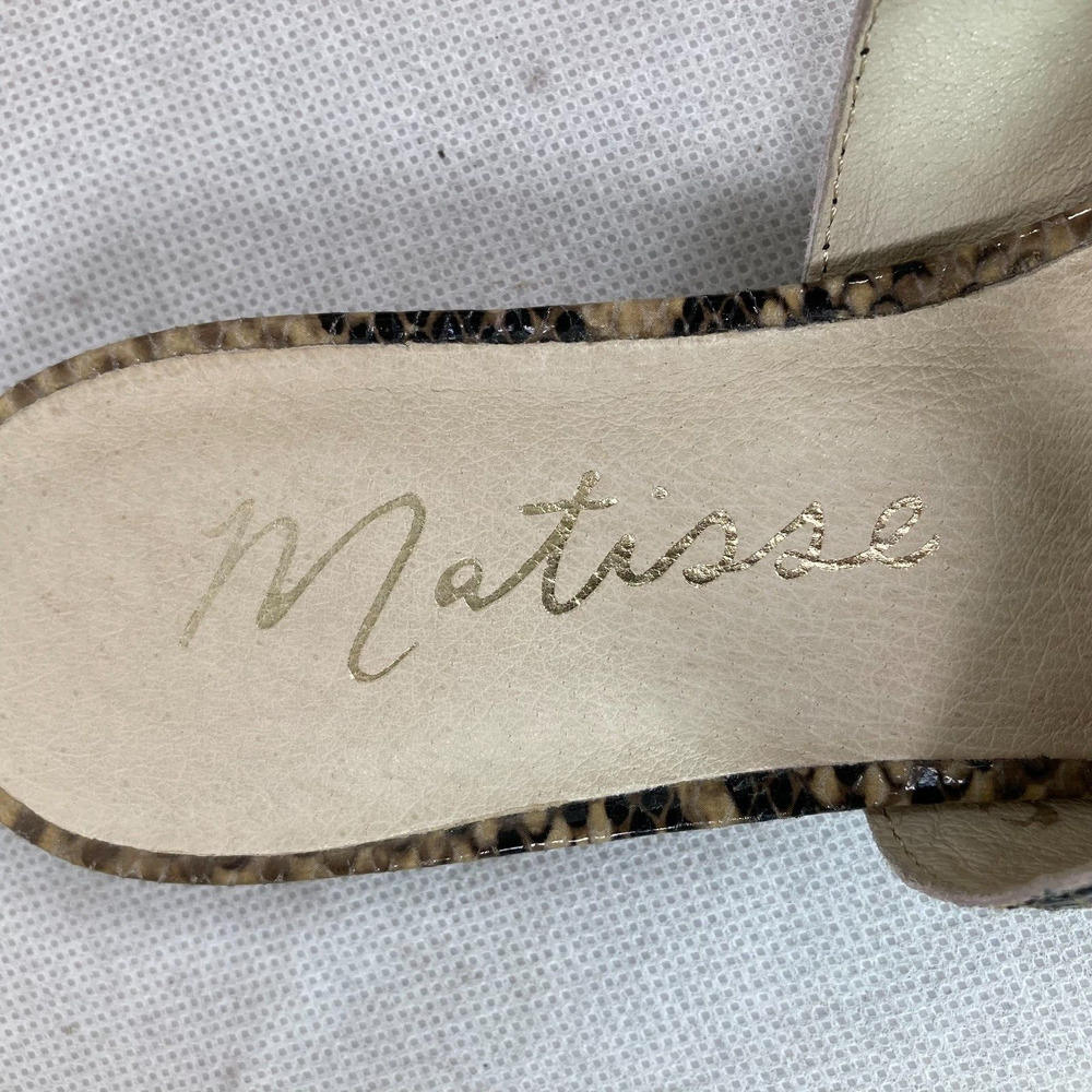 Matisse Slides Women Sz 6 Beige Snake Print Knotted Leather Mule Sandals - Picture 3 of 5